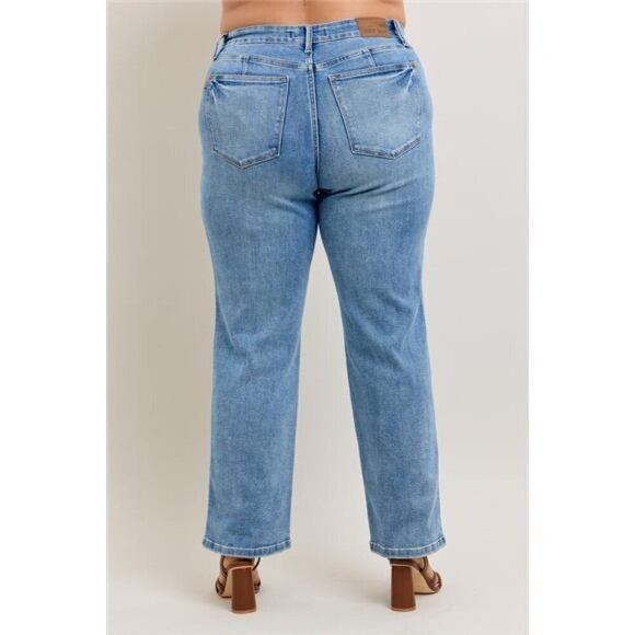Judy Blue Full Size Tummy Control Vintage Wash Straight Jeans Plus Size - Picture 8 of 10